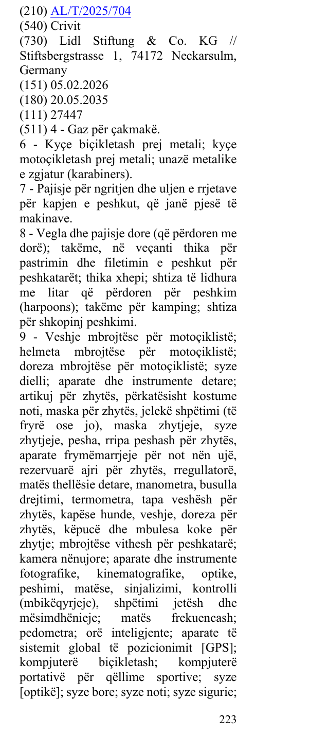 Zëri i markës Crivit në buletin