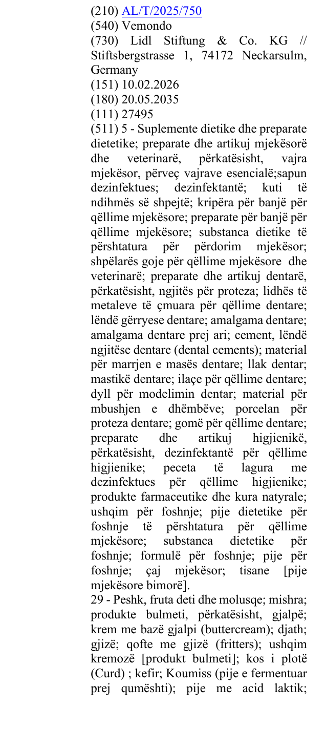 Zëri i markës Vemondo në buletin