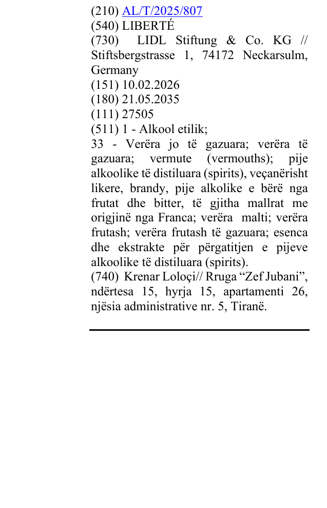 Zëri i markës LIBERTÉ në buletin