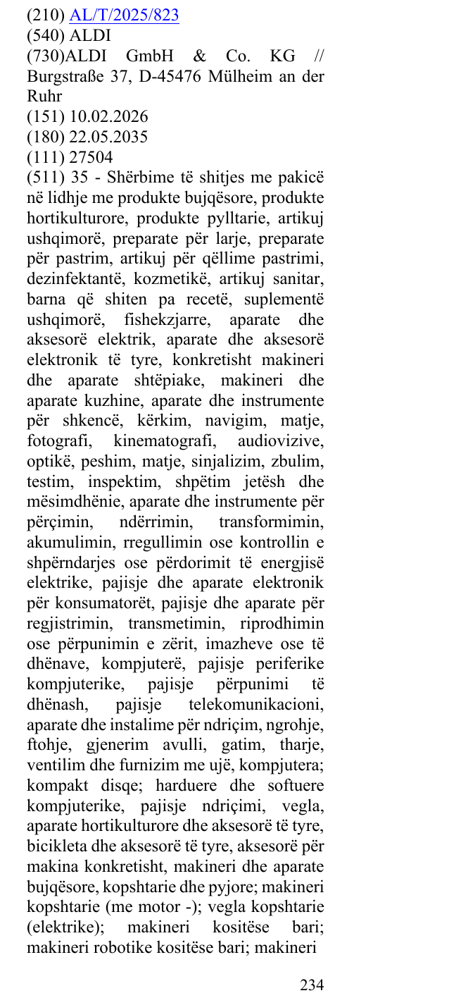Zëri i markës ALDI në buletin