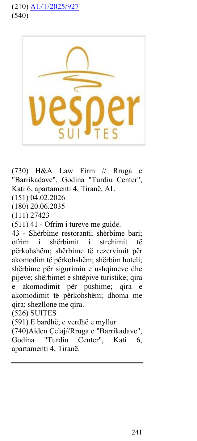 Zëri i markës SUITES në buletin