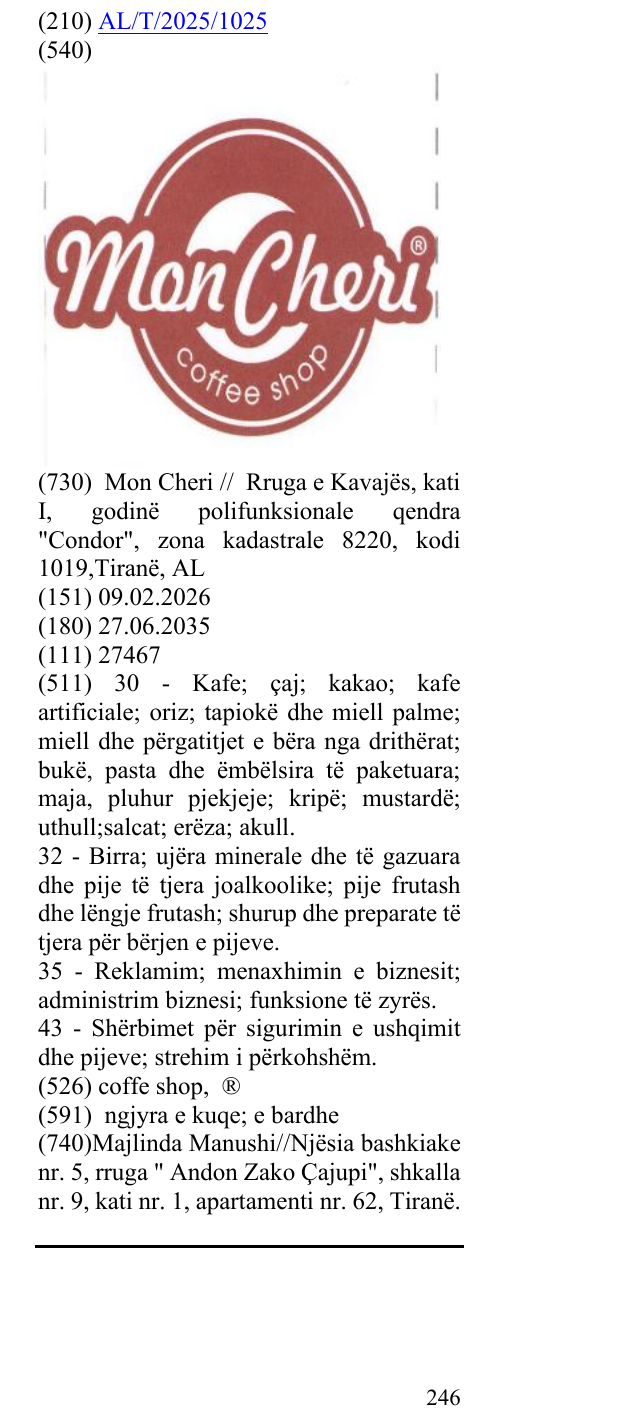 Zëri i markës coffe shop, ® në buletin