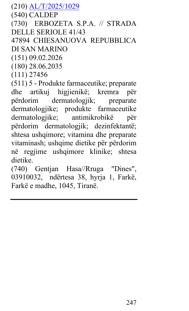 Zëri i markës CALDEP në buletin