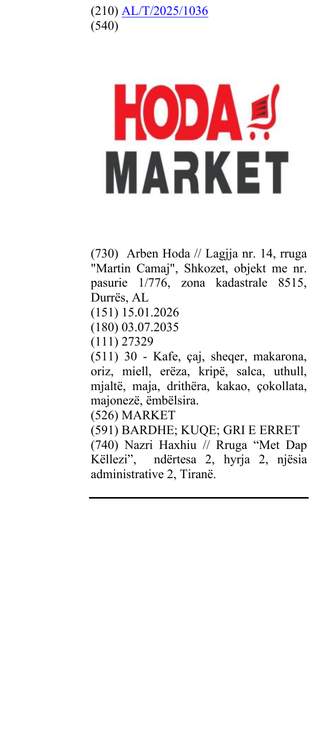 Zëri i markës MARKET në buletin
