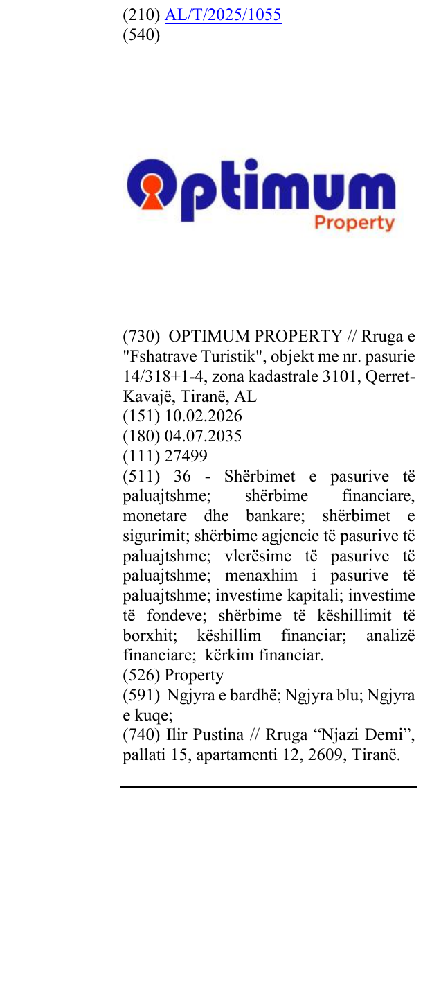 Zëri i markës Property në buletin