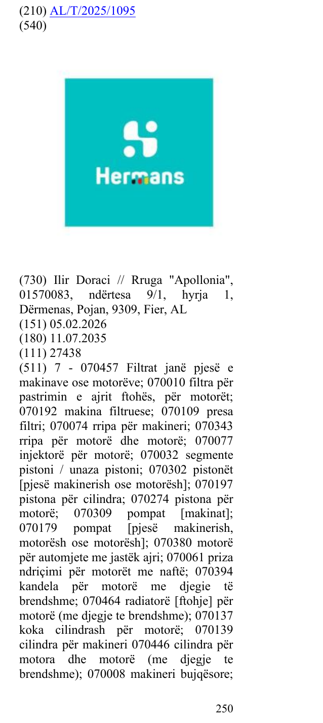 Zëri i markës Hermans në buletin