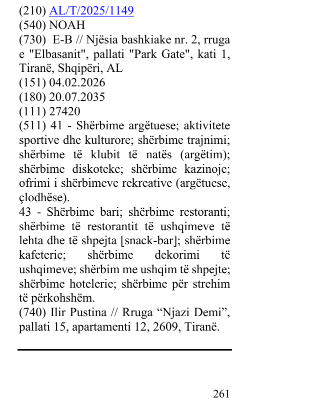 Zëri i markës NOAH në buletin