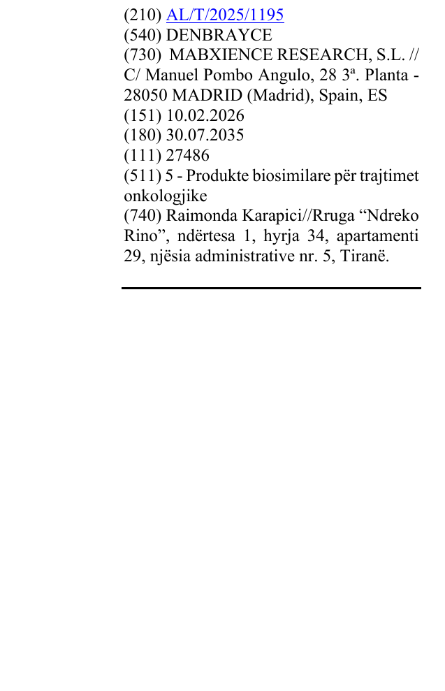 Zëri i markës DENBRAYCE në buletin