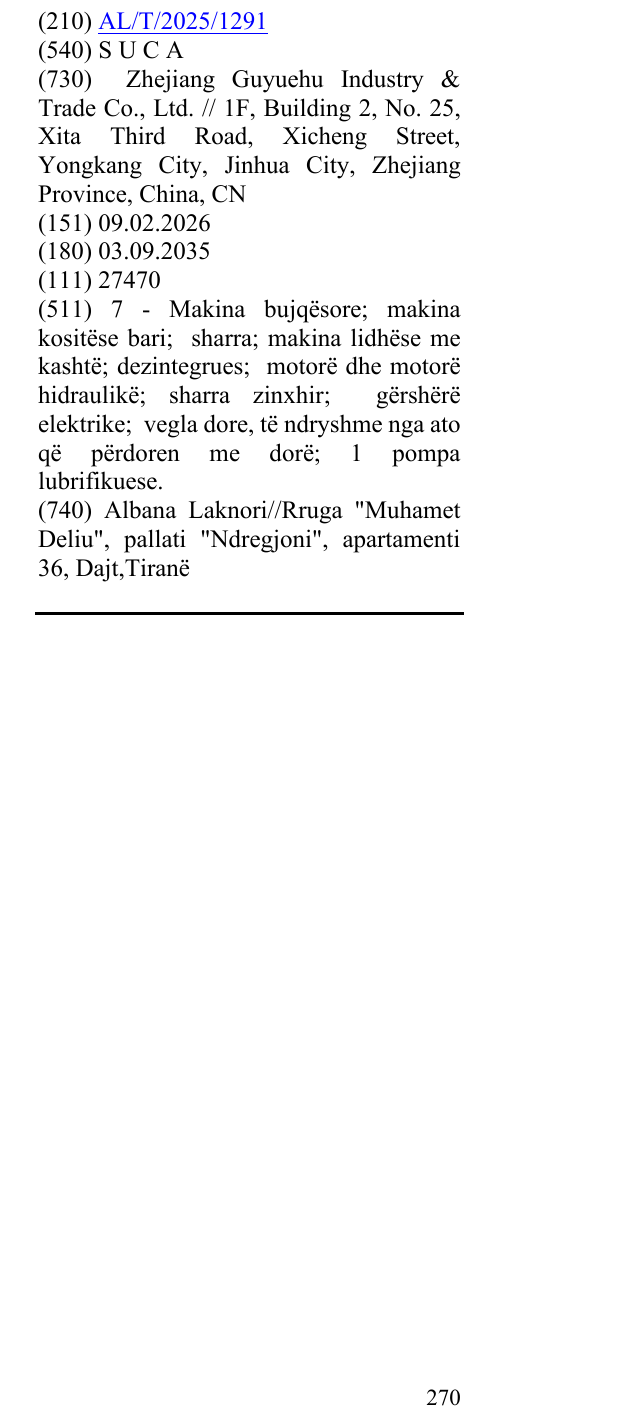 Zëri i markës S U C A në buletin