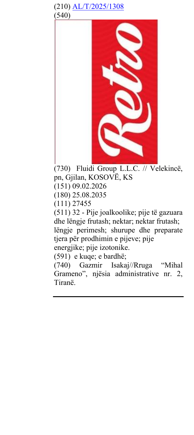 Zëri i markës RETRO në buletin