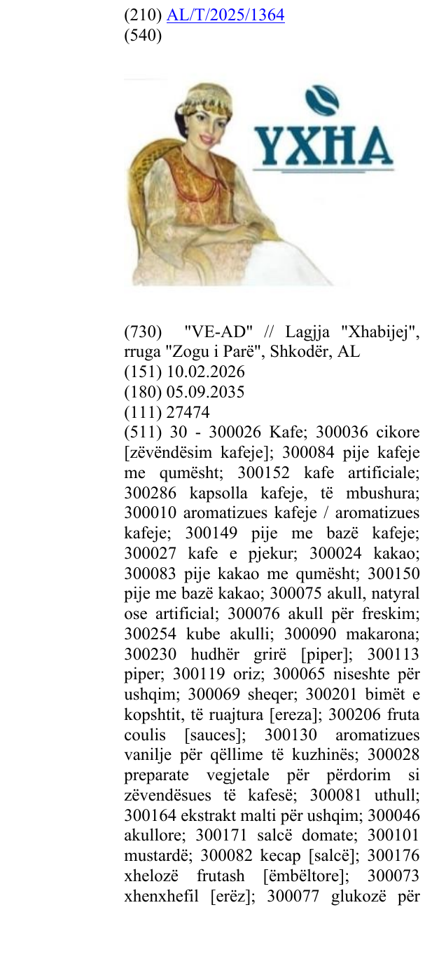 Zëri i markës YXHA në buletin
