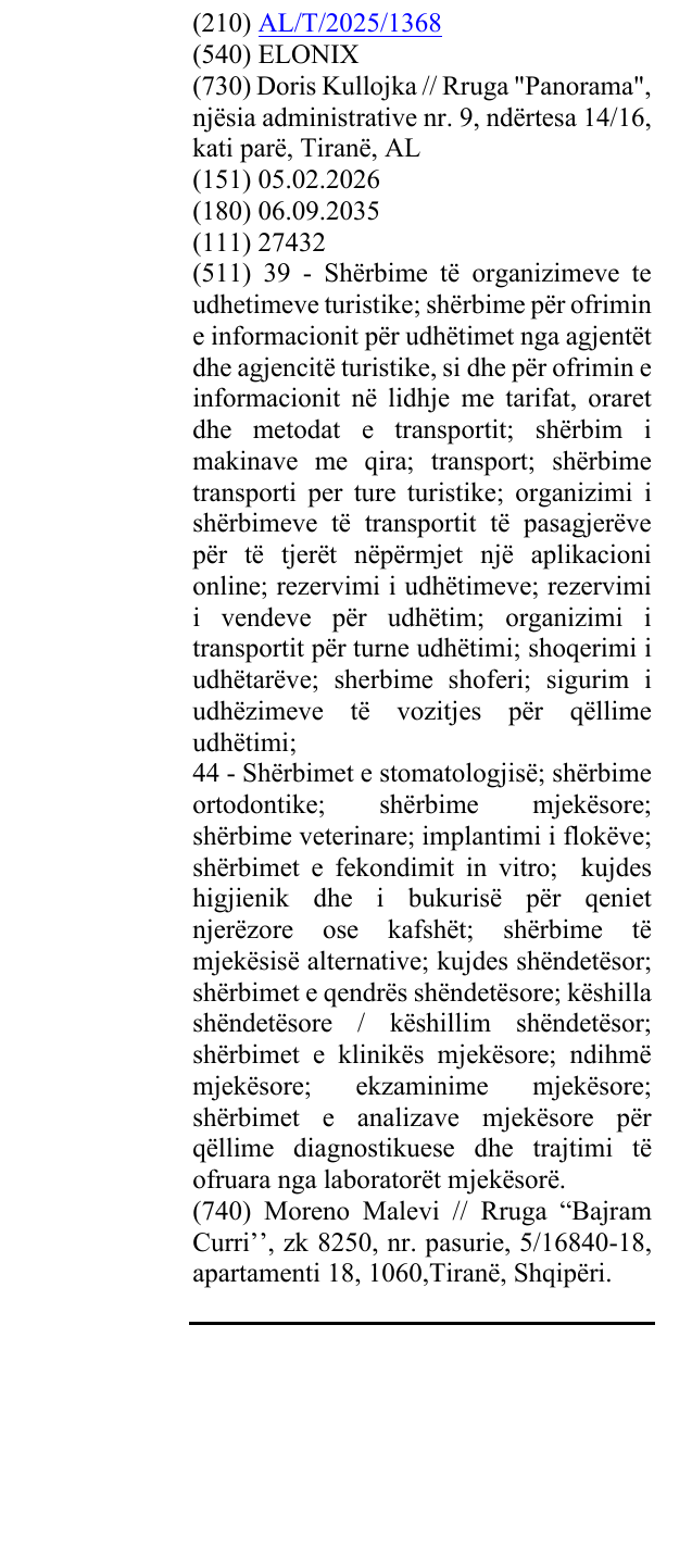 Zëri i markës ELONIX në buletin
