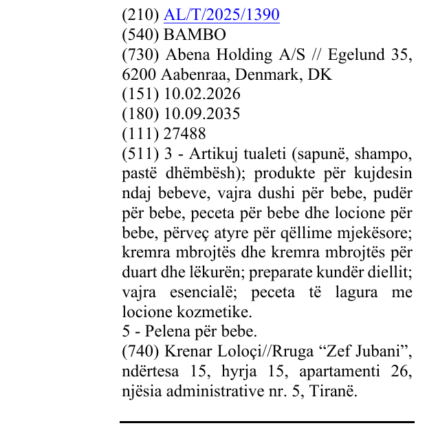 Zëri i markës BAMBO në buletin
