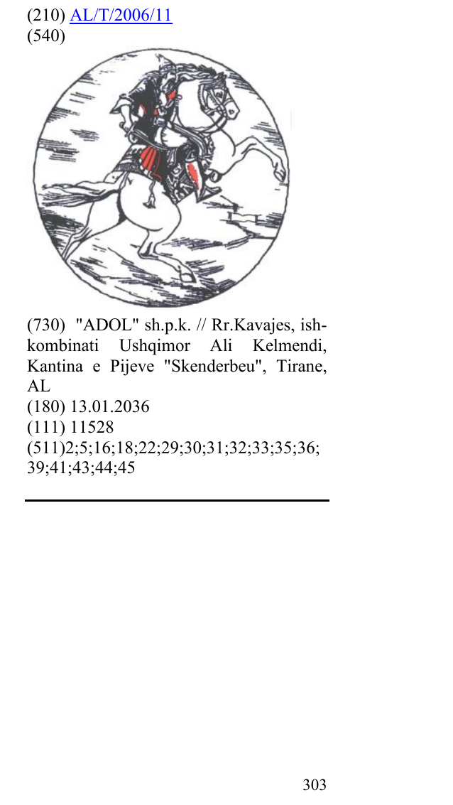 Zëri i markës AL/T/2006/11 në buletin