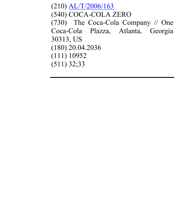 Zëri i markës COCA-COLA ZERO në buletin