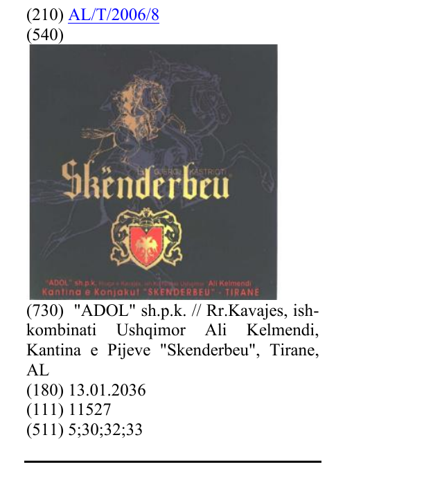 Zëri i markës AL/T/2006/8 në buletin
