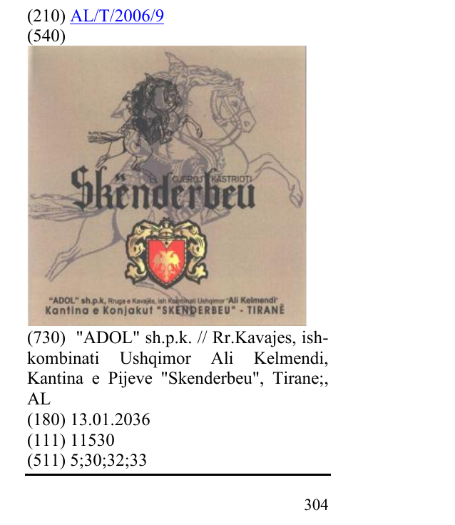Zëri i markës AL/T/2006/9 në buletin