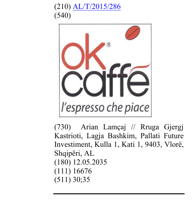 Zëri i markës ok caffé
l'espresso che piace në buletin