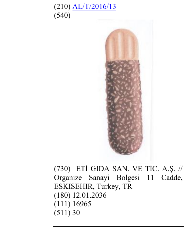 Zëri i markës AL/T/2016/13 në buletin