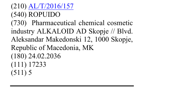 Zëri i markës ROPUIDO në buletin