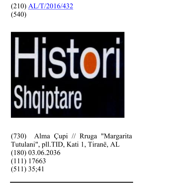 Zëri i markës Histori Shqiptare në buletin