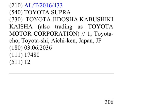 Zëri i markës TOYOTA SUPRA në buletin