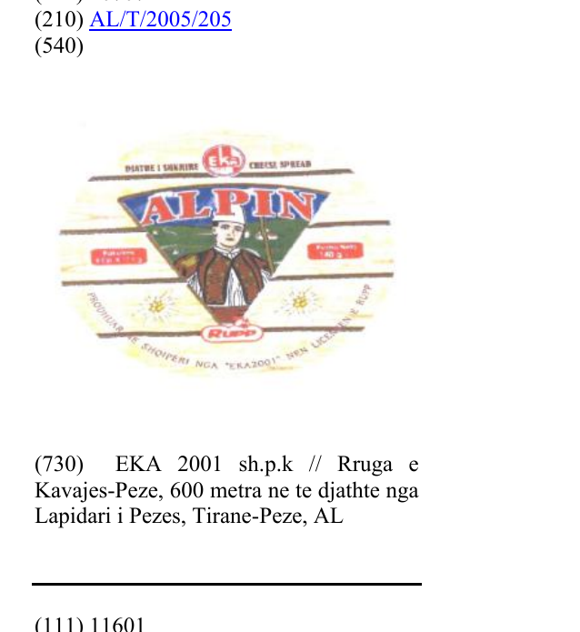 Zëri i markës EKA ALPIN në buletin