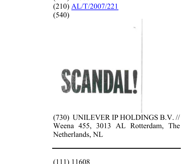 Zëri i markës SCANDAL në buletin