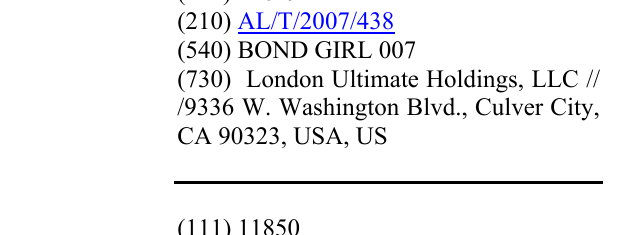 Zëri i markës BOND GIRL 007 në buletin