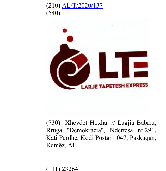 Zëri i markës Larje Tapetesh EXPRESS LTE në buletin
