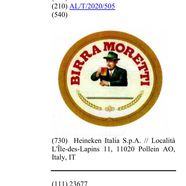 Zëri i markës BIRRA MORETTI në buletin