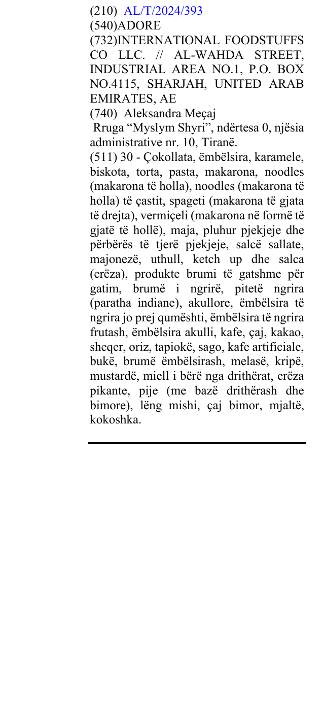 Zëri i markës ADORE në buletin