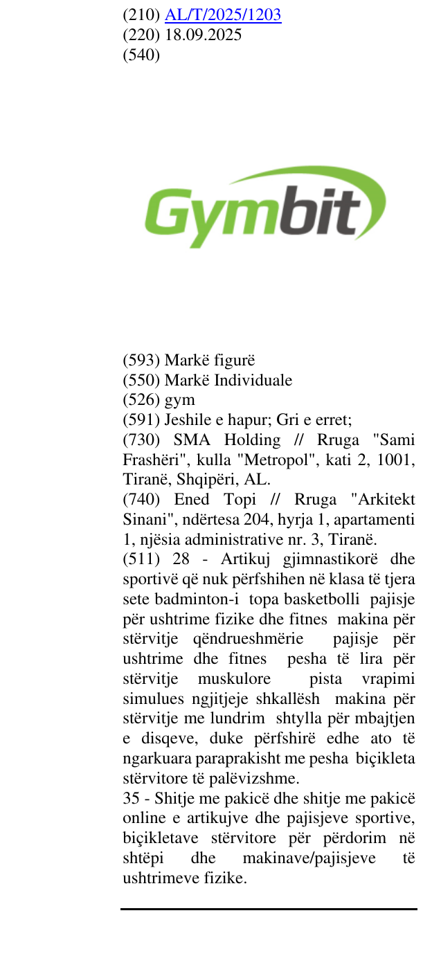 Zëri i markës gym në buletin