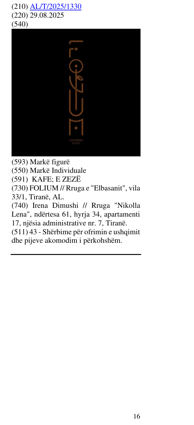 Zëri i markës FOLIUM në buletin