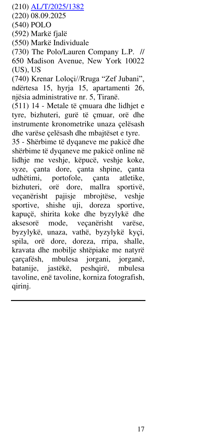 Zëri i markës POLO në buletin