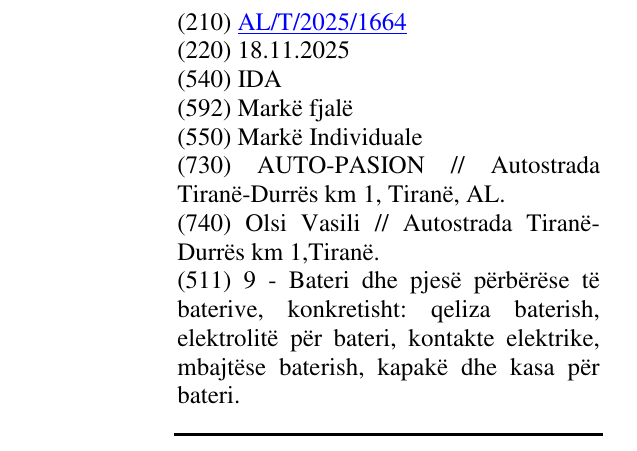 Zëri i markës IDA në buletin