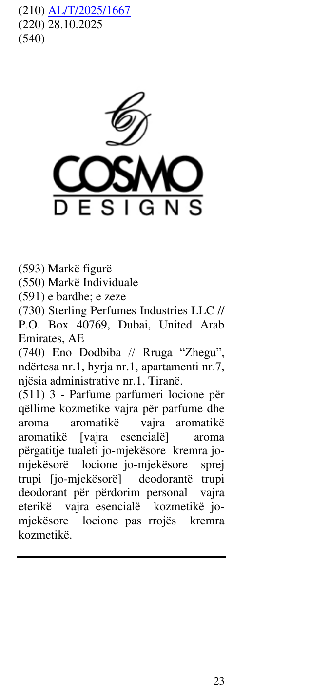 Zëri i markës cosmo designs në buletin