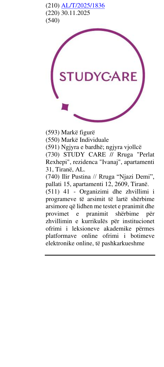 Zëri i markës StudyCare në buletin
