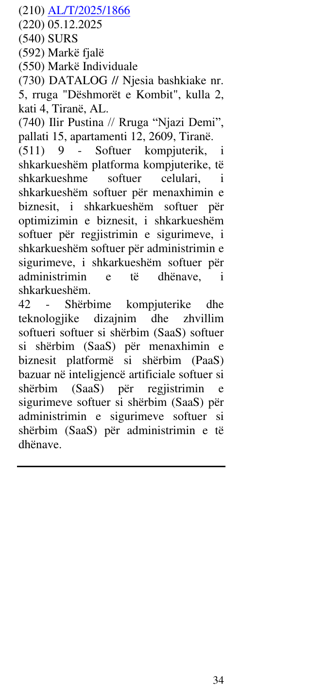 Zëri i markës SURS në buletin