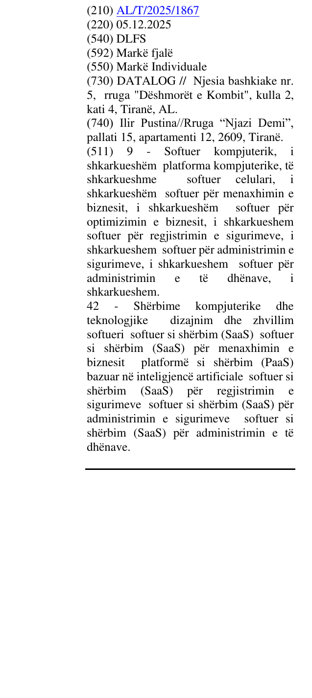 Zëri i markës DLFS në buletin