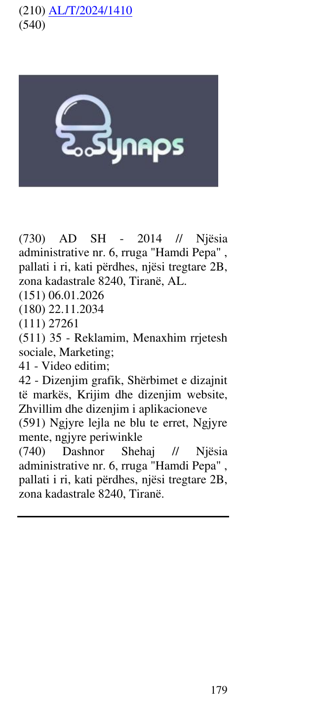 Zëri i markës Synaps në buletin