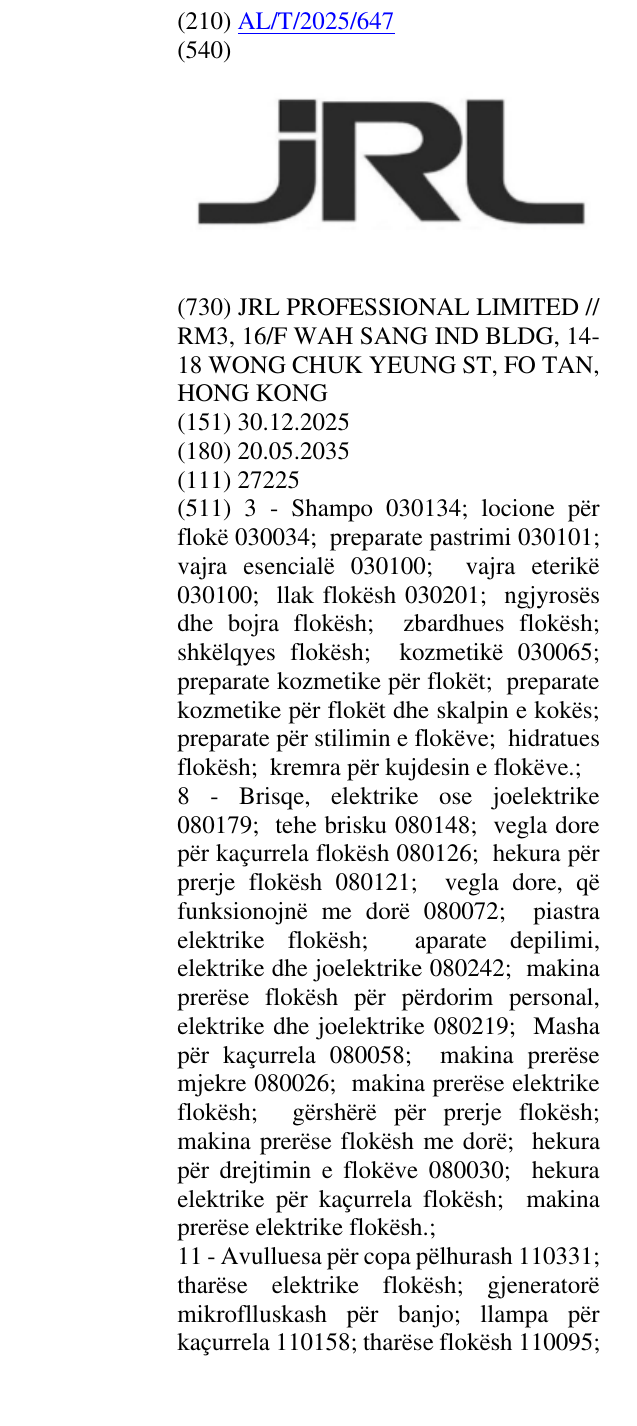 Zëri i markës jRL në buletin