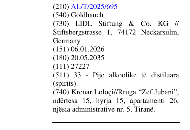 Zëri i markës Goldhauch në buletin