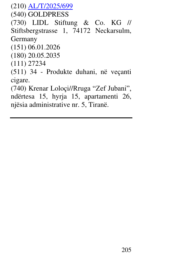 Zëri i markës GOLDPRESS në buletin