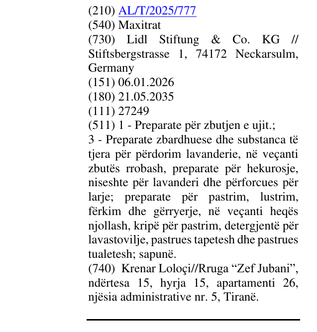 Zëri i markës Maxitrat në buletin