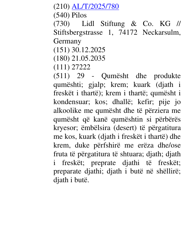 Zëri i markës Pilos në buletin