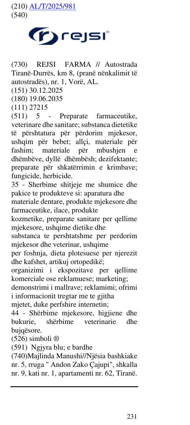 Zëri i markës simboli ® në buletin
