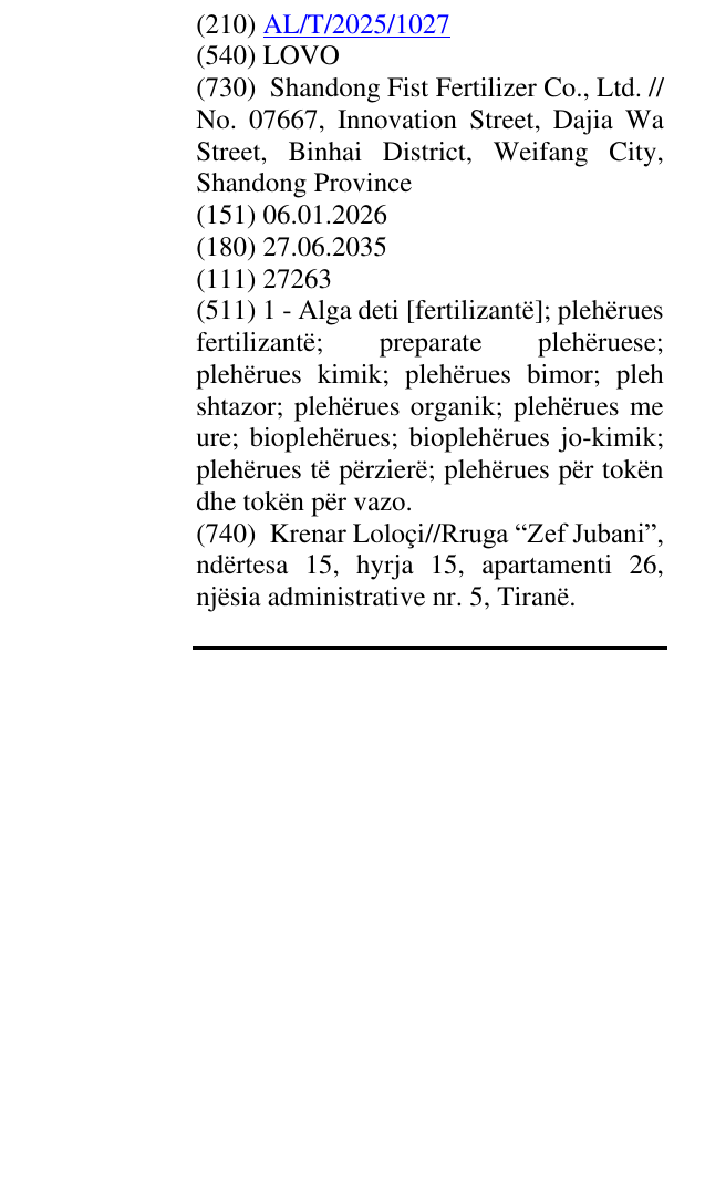 Zëri i markës LOVO në buletin