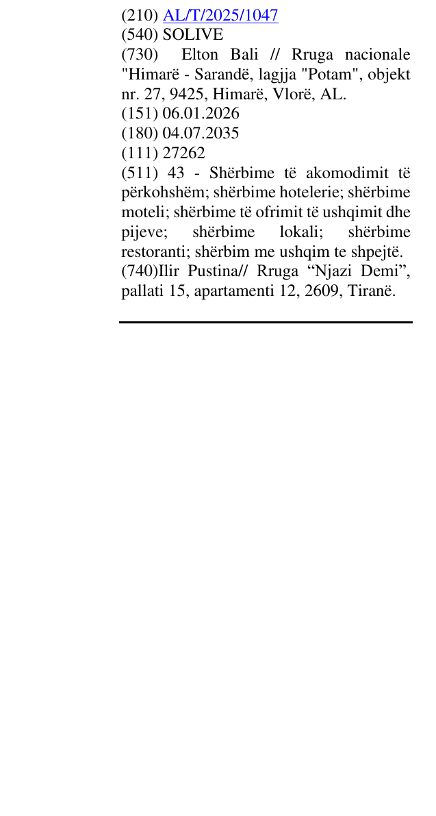 Zëri i markës SOLIVE në buletin