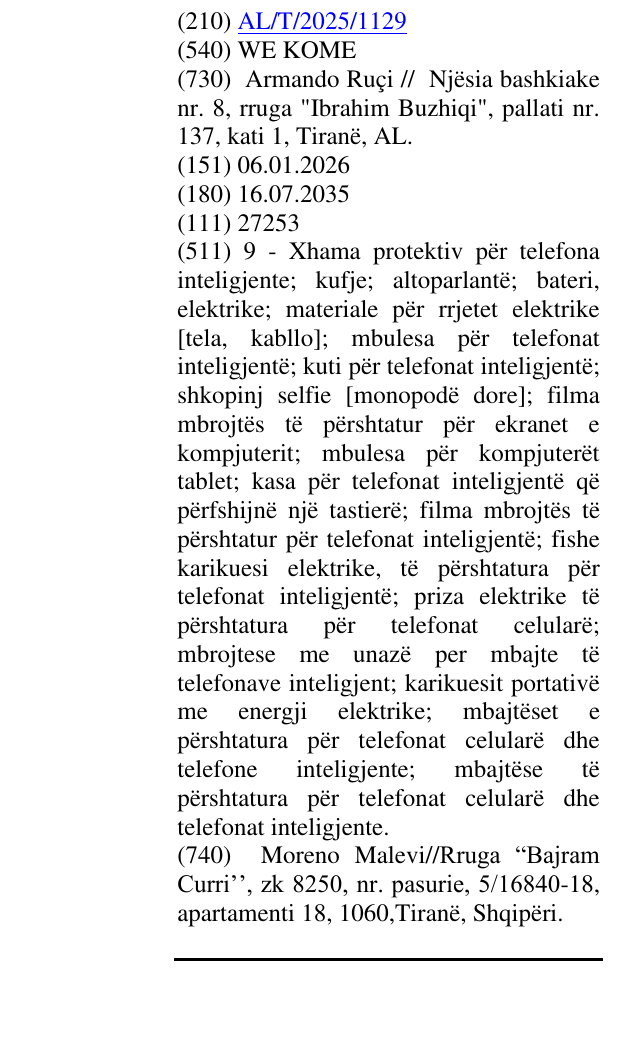 Zëri i markës WE KOME në buletin